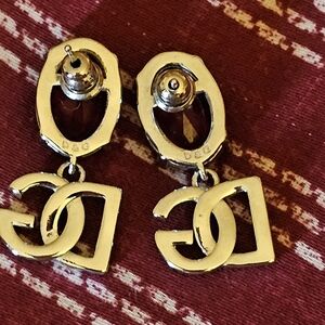 Dolce & Gabbana Gold Logo Drop Earrings